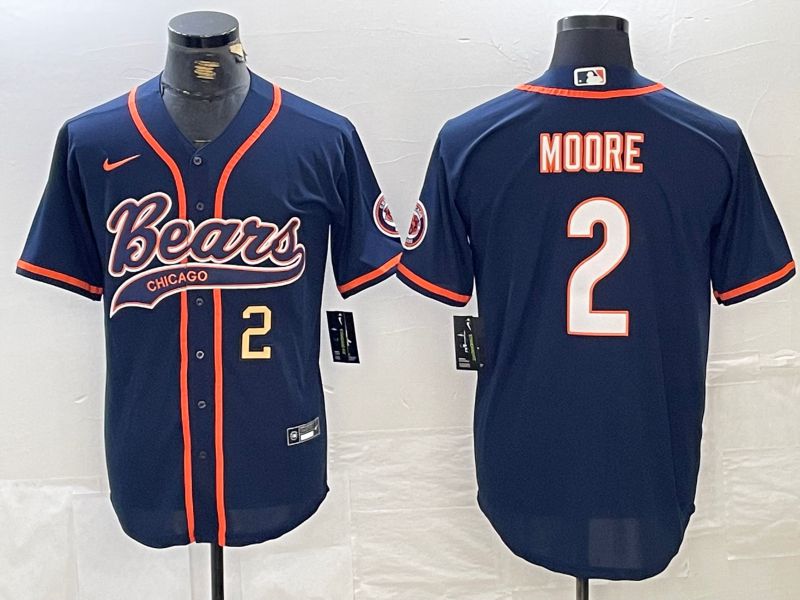 Men Chicago Bears 2 Moore Blue Joint Name 2024 Nike Limited NFL Jersey style 3